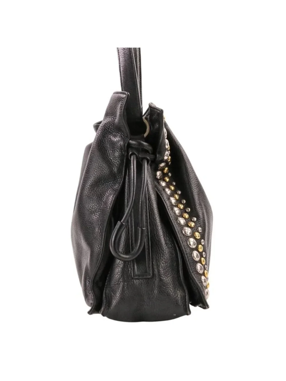 Loewe Flamenco Studs Leather Shoulder Bag Black